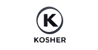Kosher certification logo featuring the letter “K” inside a black circle, representing products that meet kosher dietary standards.