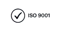 ISO 9001 certification logo showing a black checkmark inside a circle beside the text “ISO 9001,” symbolizing adherence to international quality management standards.