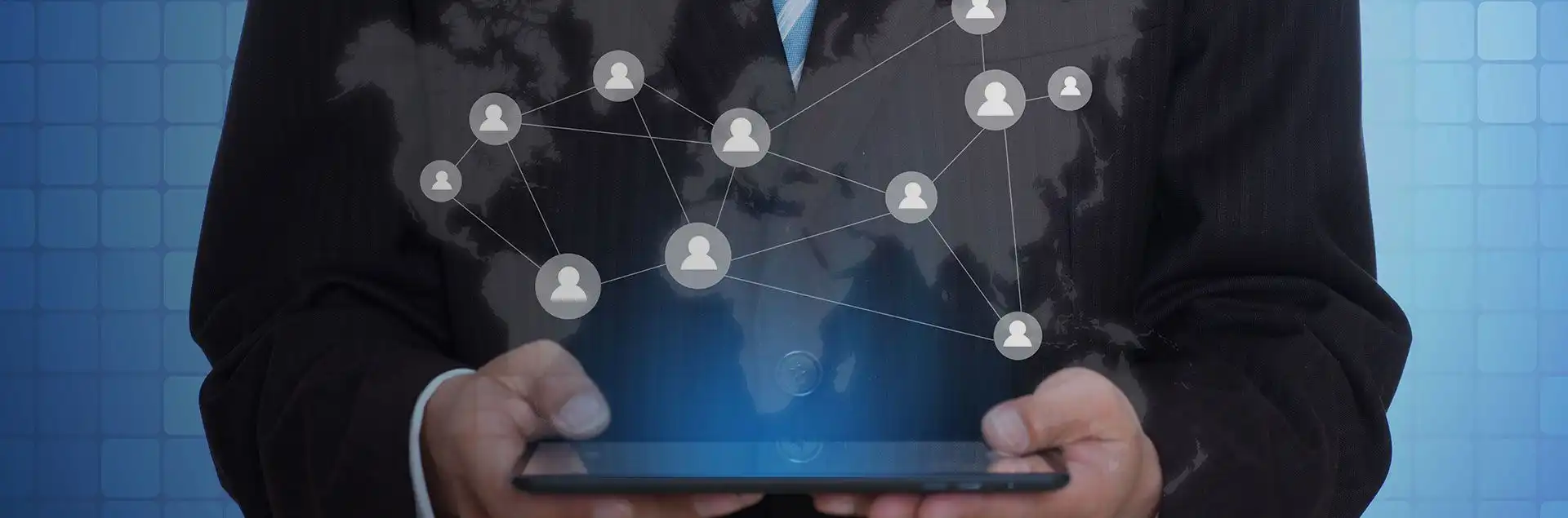 Supplier network and sourcing banner featuring diverse suppliers shaking hands and exchanging documents, representing collaboration and partnerships.