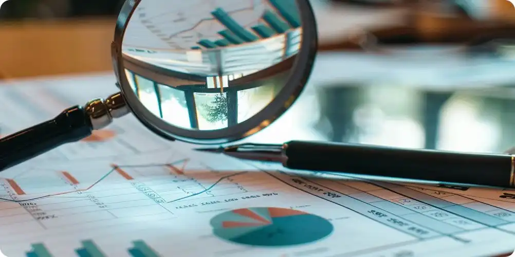 Transparency reports image featuring graphs, charts, and an open report document, symbolizing openness and accountability in business.