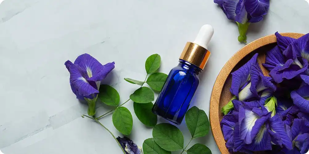 Product information banner with a woman consulting on product details in a modern office setting.