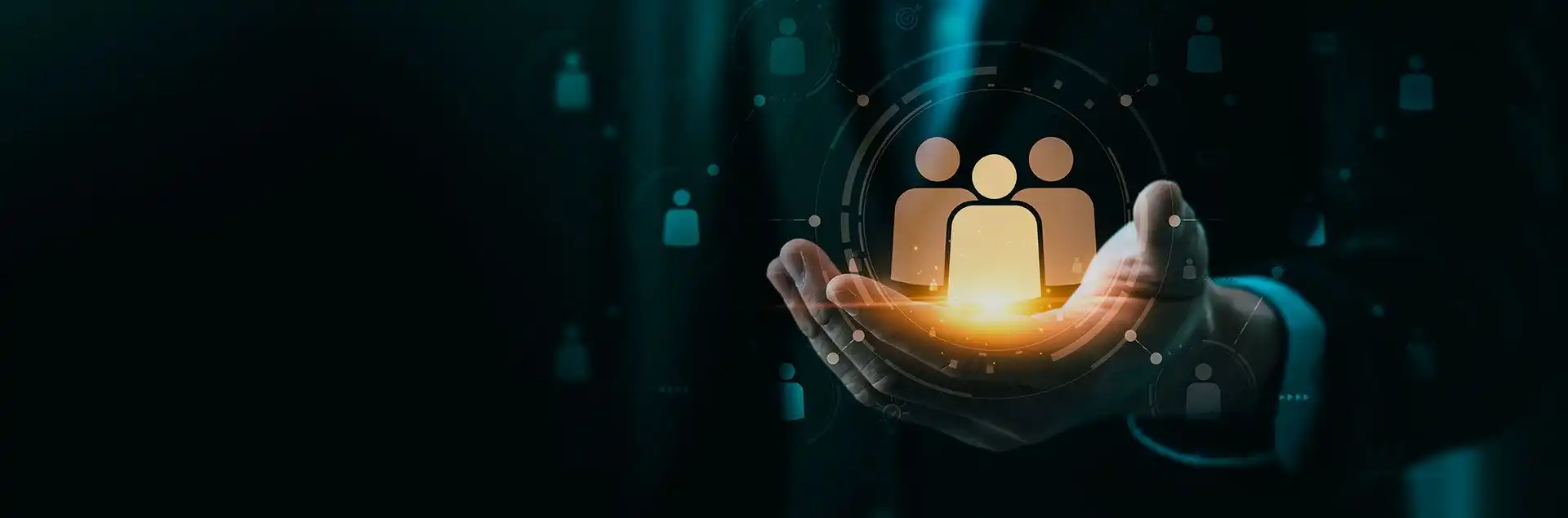 Hand holding a human-shaped vector graphic representing career opportunities and personal growth.