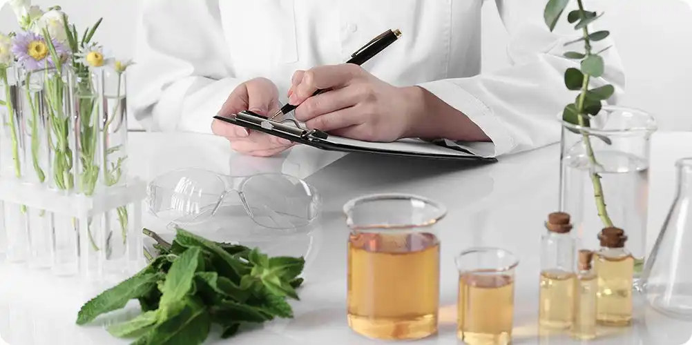 Mobile banner of global headquarters with greenery.